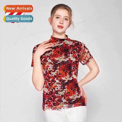 lk short-sleeved T-shirt female printed half-high neck botto