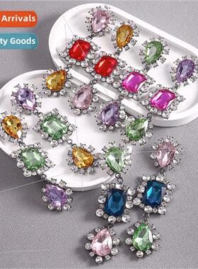 Europe heavy ear jewelry super flash glass diamond earrings