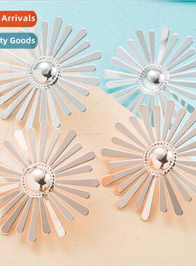 Eurostar Metal Geometric Round Alloy Starburst Earrings Sunf