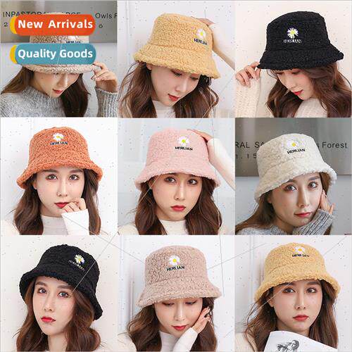 New lamb wool daisy hat fall winter fisherman hat Korean  st