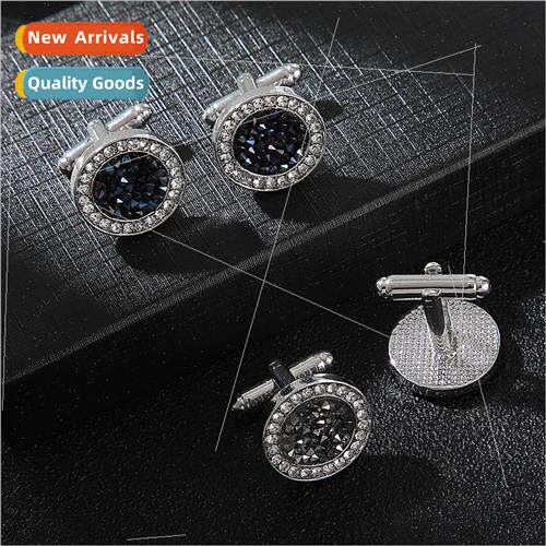 new creative round diamond crystal onyx cufflinks French shi