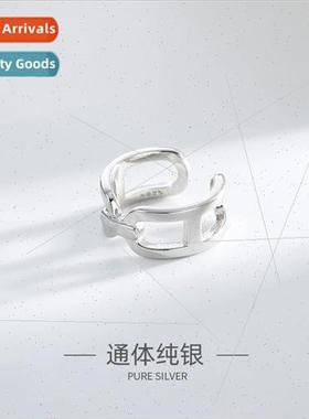 KoreaS925 silver retro lock chain ring female 2021 new minim