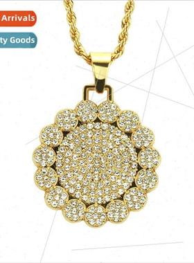 Europe nd fashion necklace men diamond sunflower pendant jew