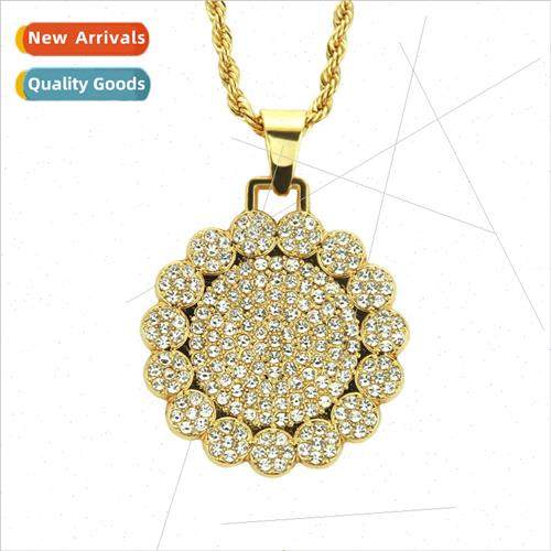 Europe nd fashion necklace men diamond sunflower pendant jew