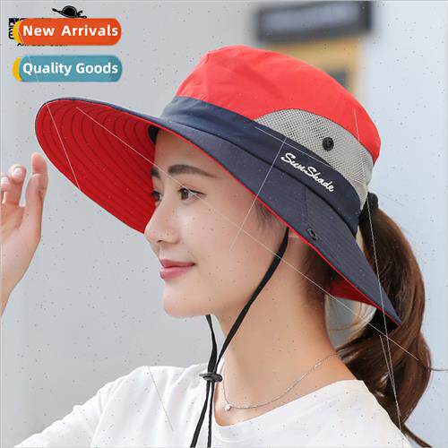 9002 summer ladies outdoor sun hat ponytail hole fisherman h