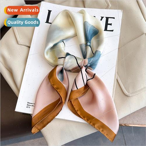 Korean  ginkgo leaf temperament small square scarf female fa
