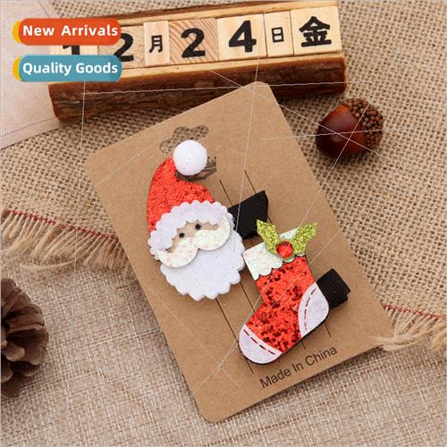 Cute Christmas set hair clips Christmas elk old man hairpin