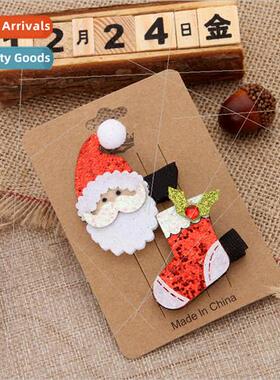 Cute Christmas set hair clips Christmas elk old man hairpin