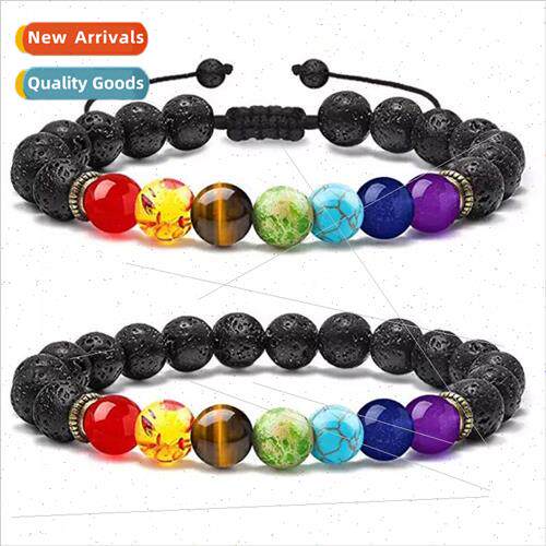 Seven Chakras Alloy Jewelry String Colorful Volcanic Stone T