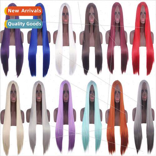 cosplay wig universal center parted scalp black long 80CM an