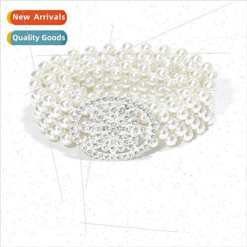 Women Pearl Belt Sweet xury Dress Decoration Elastic Pearl W