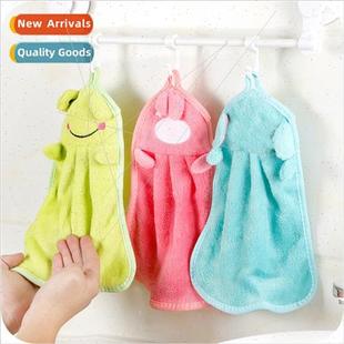 Cartoon Velvet Hanging Towel HTowe HTowel Cute Coral