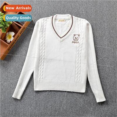 Japan soft girl bear jk couple sweater college England JK un