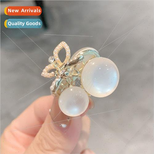 Cat eye stone cherry metal hair clips grip clip Korean cute