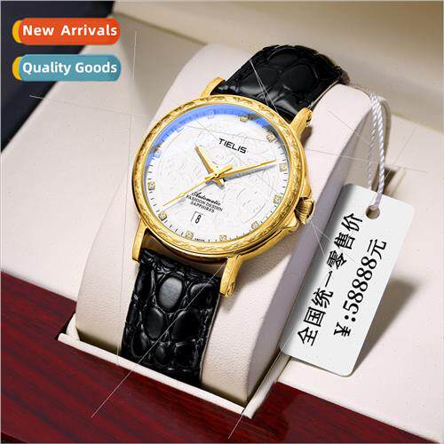 / men embossed calendar carved mechanical watch waterproof l