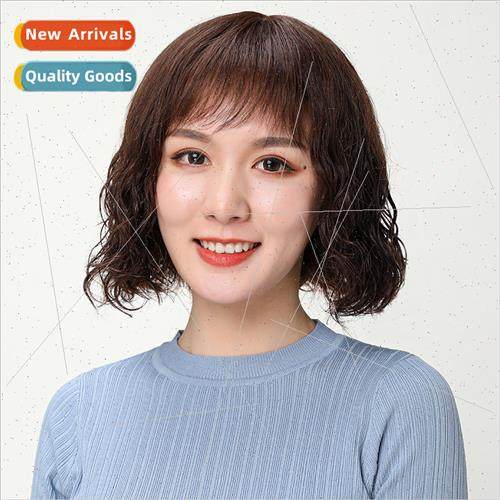 Real hair wig female short hair bob head small volume ladies