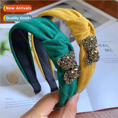 Autumn winter new hair bands female wide edge knot texture w