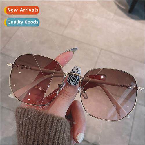 gold silk sunglasses women fashion large frame tea-colored s