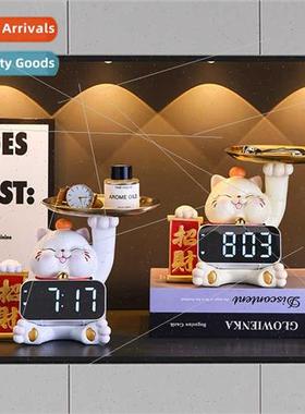 Fortune cat clock ornament bedroom bedside table electronic