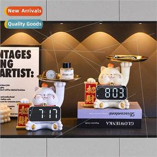 Fortune cat clock ornament bedroom bedside table electronic