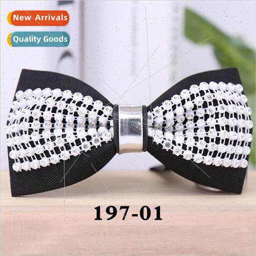197 Mesh Diamond Black Whe Crystal Bow Tie Men Wedding Weddi