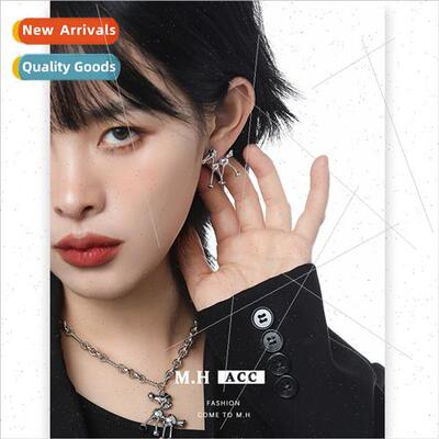 Winter pony earrings female sweet cool oil drop 925 silver n