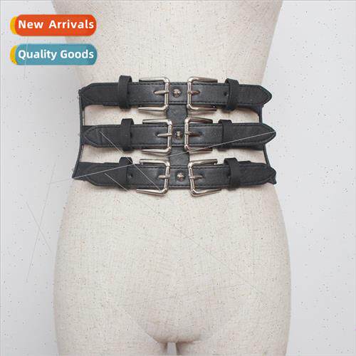 Europe new wild elastic wide belt women Korean skirt down ja