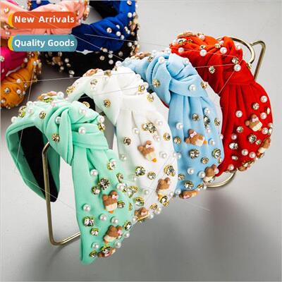 Hair bands Europe candy color fabric headband wide knotted d