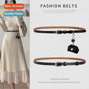 thin fan new female 2024 leather belt ladies decorative