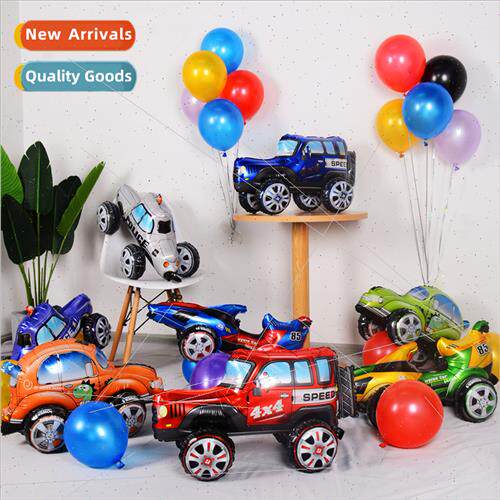 New 3D cartoon assembly car aluminium film balloon birthday
