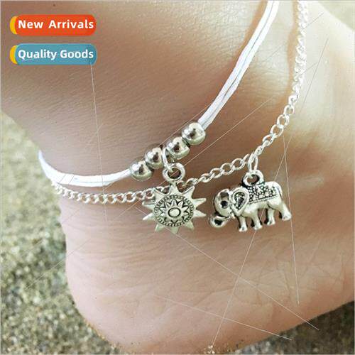 Europe Vintage Women Multi-Element Pendant Ankle Jewelry Mul
