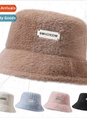 Plush fisherman hat female fall and winter 2022 new show fac