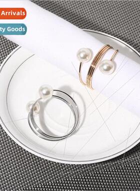 mple pearl spring napkin clasp metal napkin mouth cloth ring