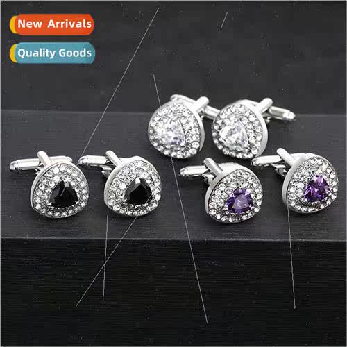Men French business cufflinks fashion triangle wh diamonds z