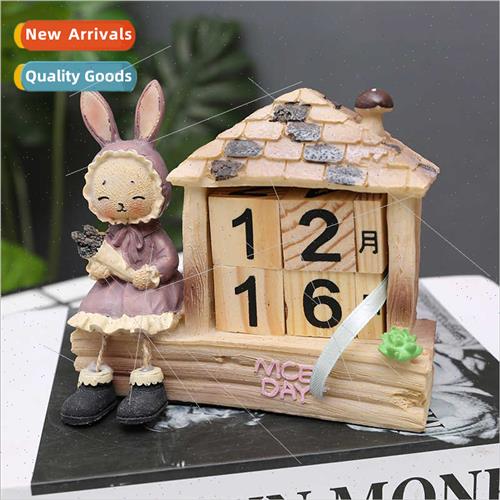 New wooden rabb calendar ornament desk calendar new year fes