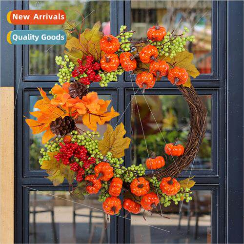 Thanksgiving mulation Wreath 2023 Fall Pumpkin Rattan Wreath