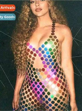 YH3507 Europevest fashion sexy colorful round sequins splici