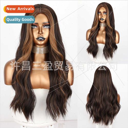 Eight bangs long big wave wig brown blonde Europe fashion wi