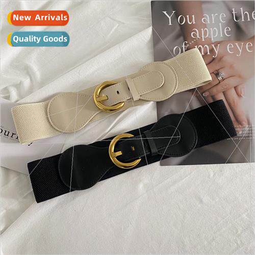 Europe retro elastic elastic waistband female wide fashion h