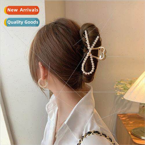 Korea bow metal clips pearl rhinestone hair clips plate hair