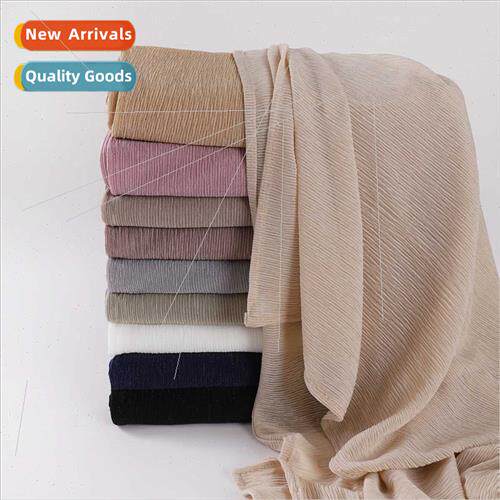 Women soft solid color elastic breathable pressed wrinkled j