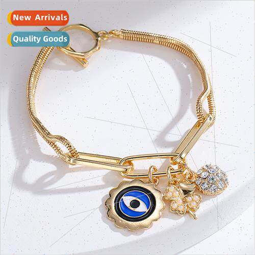 Europe Hundred Geometric Devil Eye Oil Drip Pendant OT Buckl