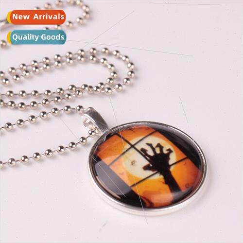 Halloween Creative minous Necklace Moon Ghost Hand Pendant X