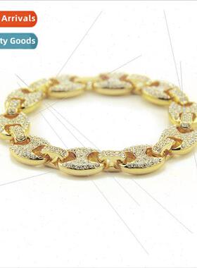 Europe hip hop men set bracelet jewelry hiphop gold cool dia