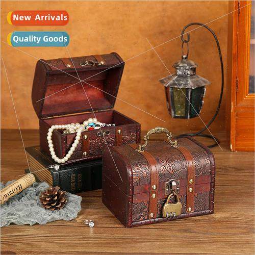 New vintage wooden box carrying handle box home jewelry stor