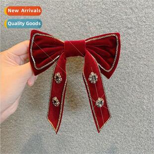 velvet hair clips Retro 2021 bow accessories fall large