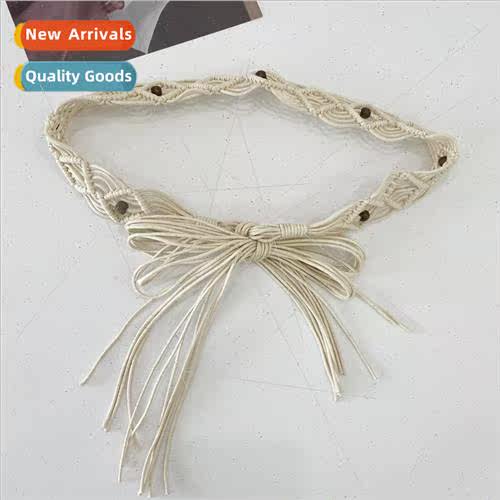 Women simple versatile thin belt knotted handmade knting dec