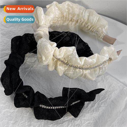 French super fairy mesh lace ruffled wide edge headband rhin