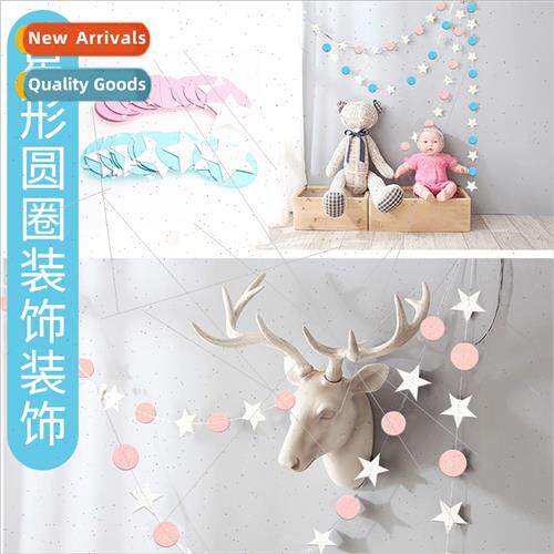 Star round paper pull flower hanging decorations party weddi