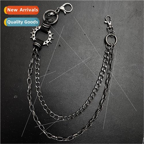new spikes retro American tide single ring men women punk bl